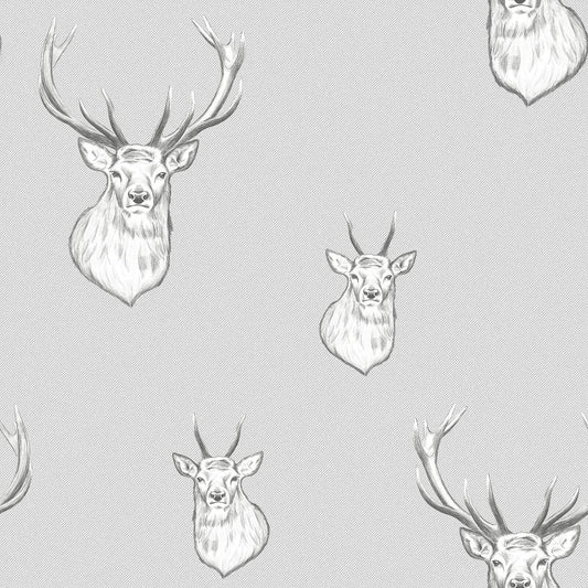 Stag Silver Grey Wallpaper
