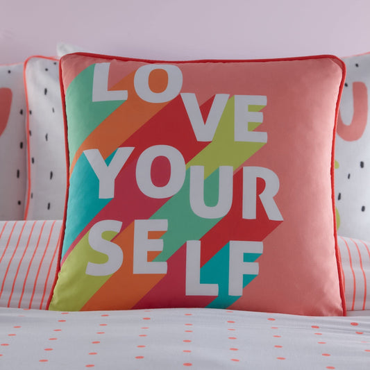 Love Yourself Coral Filled Cushion