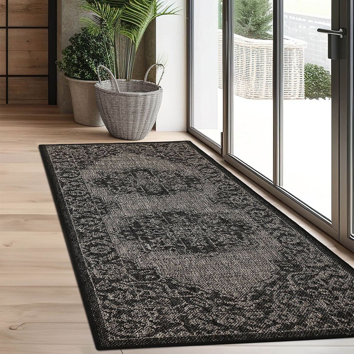 Flatweave Gel Medallion Black Rug