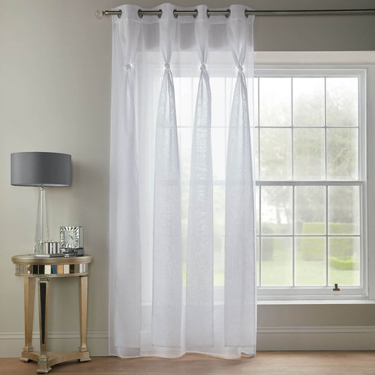 Diana Dolly Ring Top White Curtain Panel