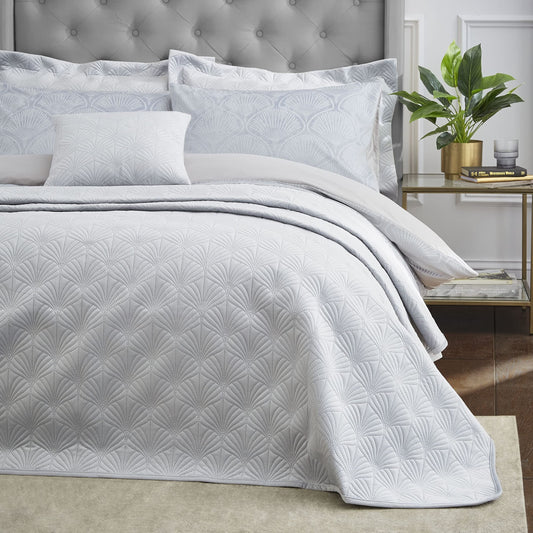 Art Deco Pearl Silver Grey Bedspread