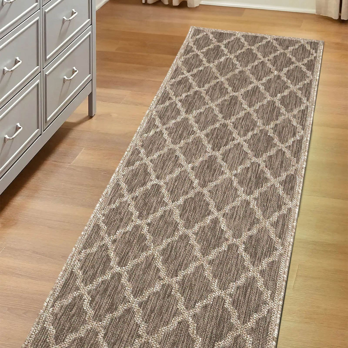 Flatweave Gel Trellis Latte Rug