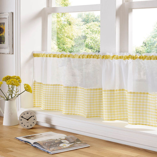 Gingham Yellow Kitchen Cafe Panels