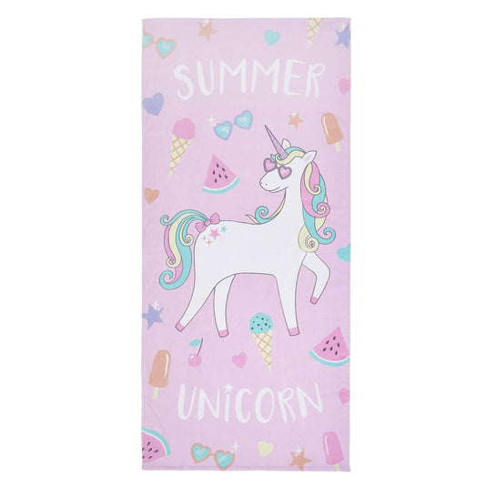 Summer Unicorn Pink Beach Towel