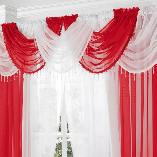 Beaded Red Curtain Swag