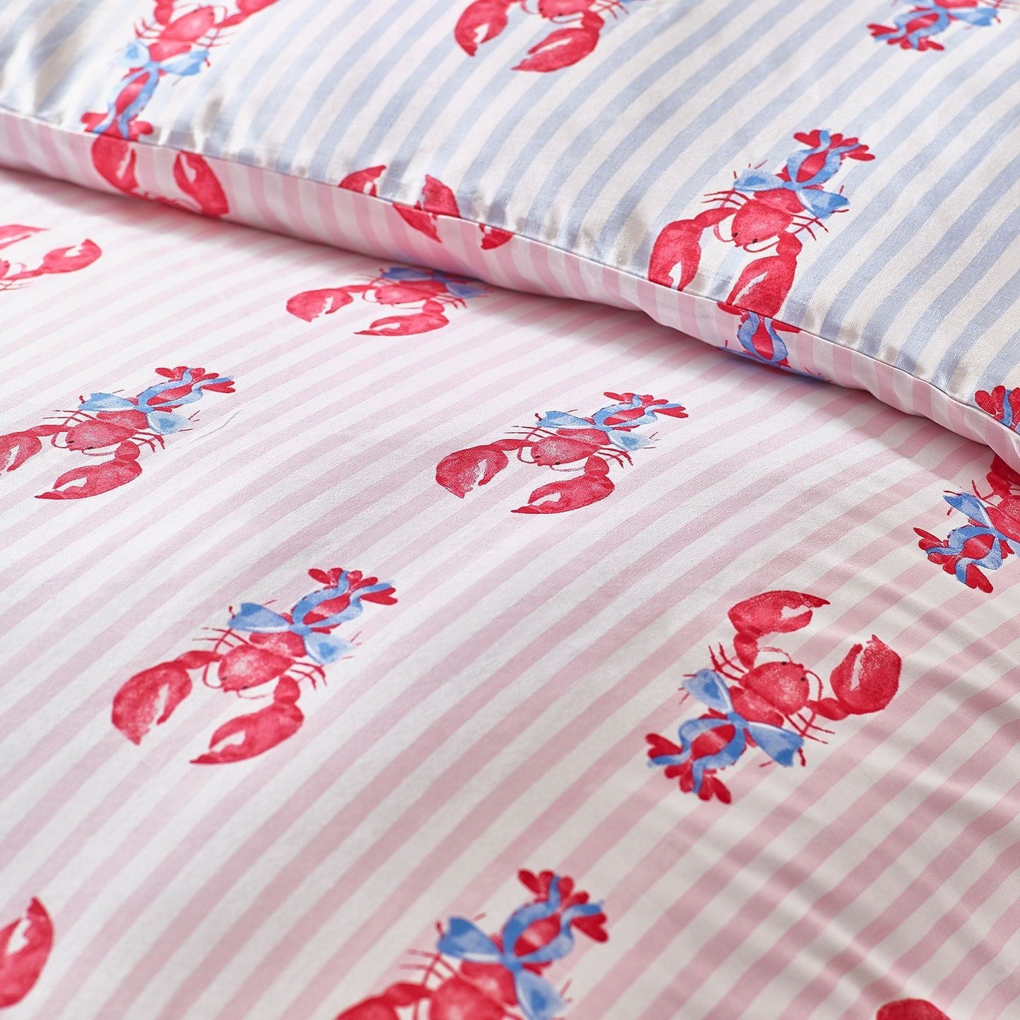 Sassy B Lobster Stripe Pink / Blue Duvet Cover Set