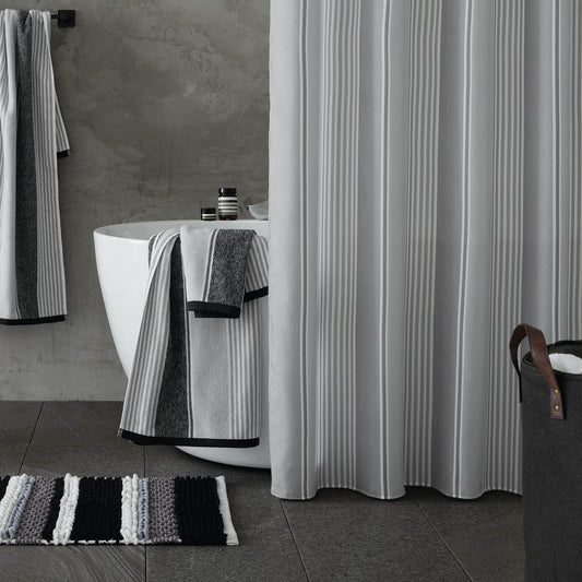 Textured Stripe Silver Grey Shower Curtain