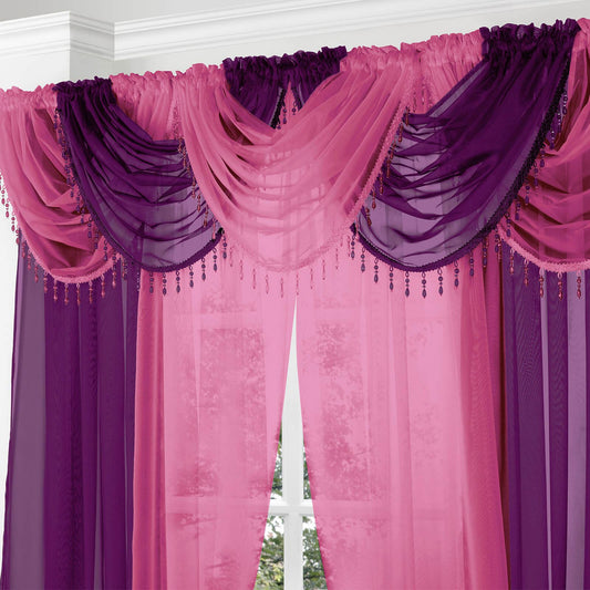 Beaded Purple Curtain Swag