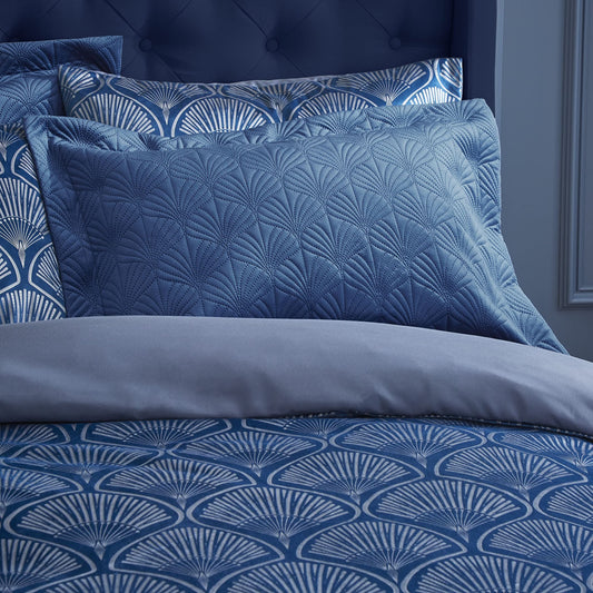Art Deco Pearl Navy Blue Pillowshams Pair