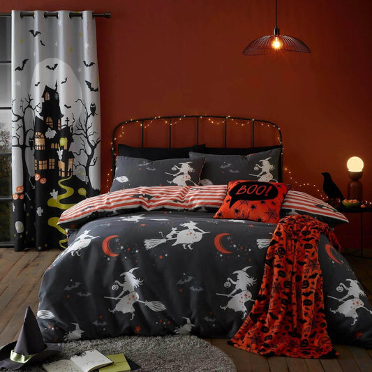 Flying Witches Charcoal Duvet Set