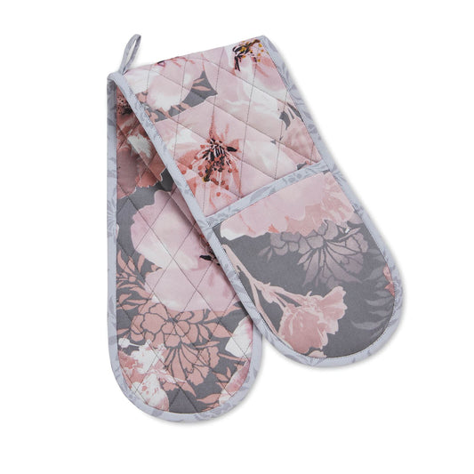 Dramatic Floral Grey Oven Gloves