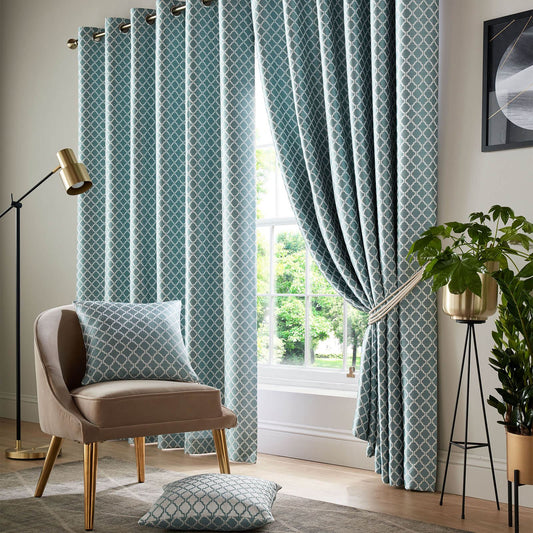Cotswold Teal Eyelet Curtains