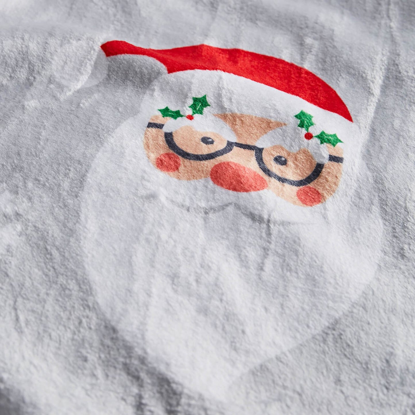 Christmas Santa Spec-Tacular Cosy Fleece Blanket Throw Grey