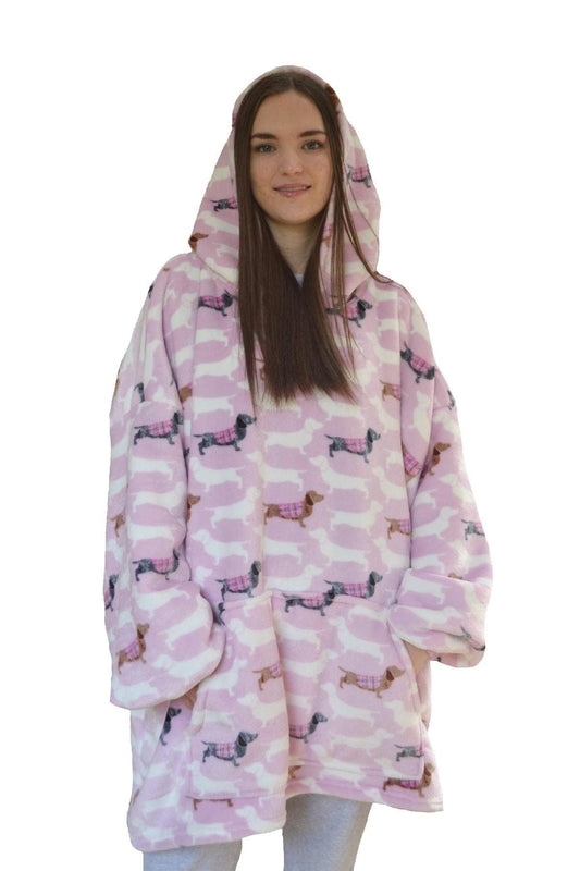 Sausage Dogs Pink Oversized Blanket Hoodie