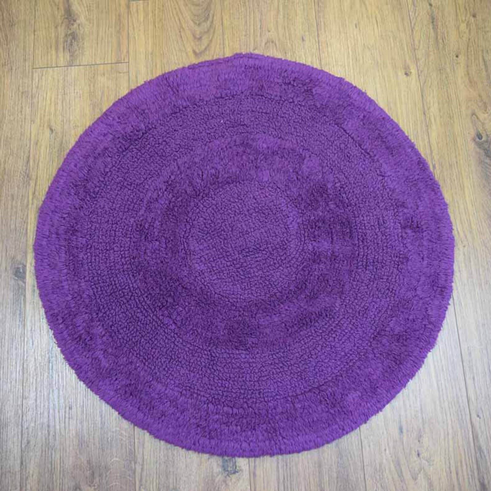 Plain Round Aubergine Bath Mat Home Linen Store