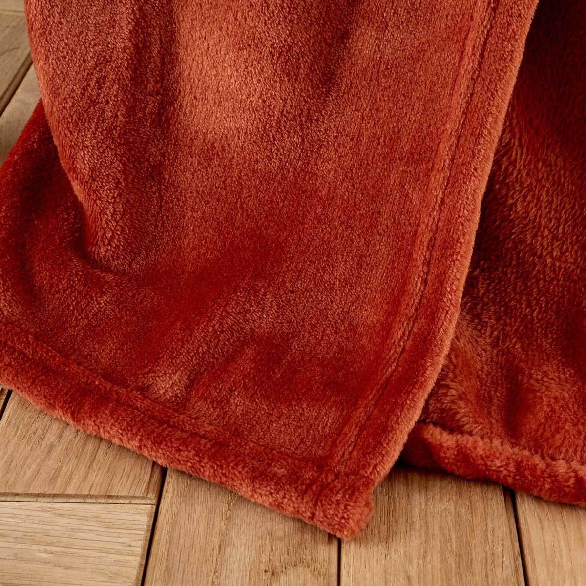 Raschel Velvet Touch Burnt Orange Blanket Throw