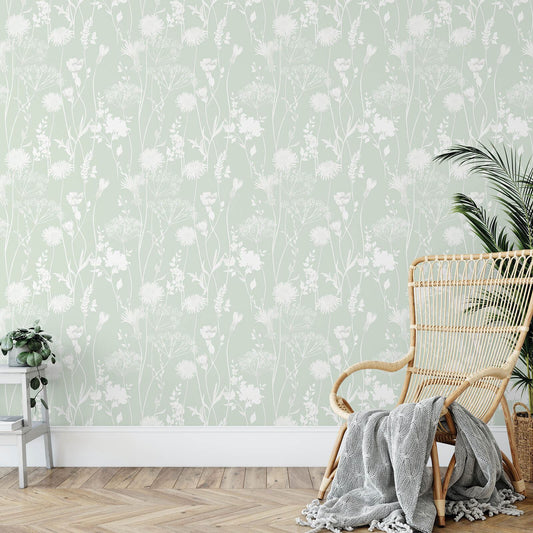 Meadowsweet Green Wallpaper