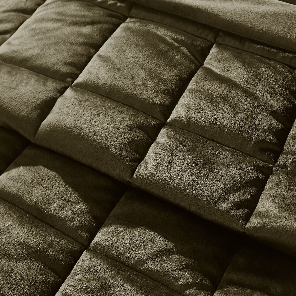 Kingsley Matt Velvet Quilted Bedspread Olive Green
