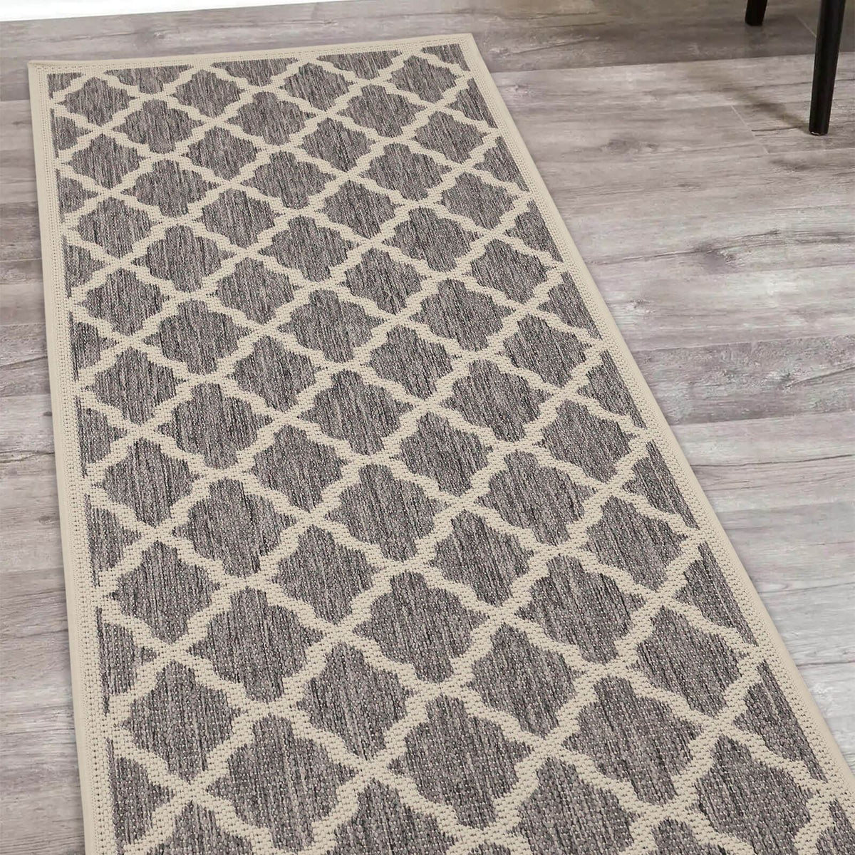 Flatweave Gel Trellis Steel Grey Rug