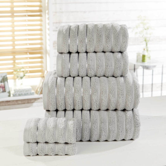 Ribbed Silver Hand Towel