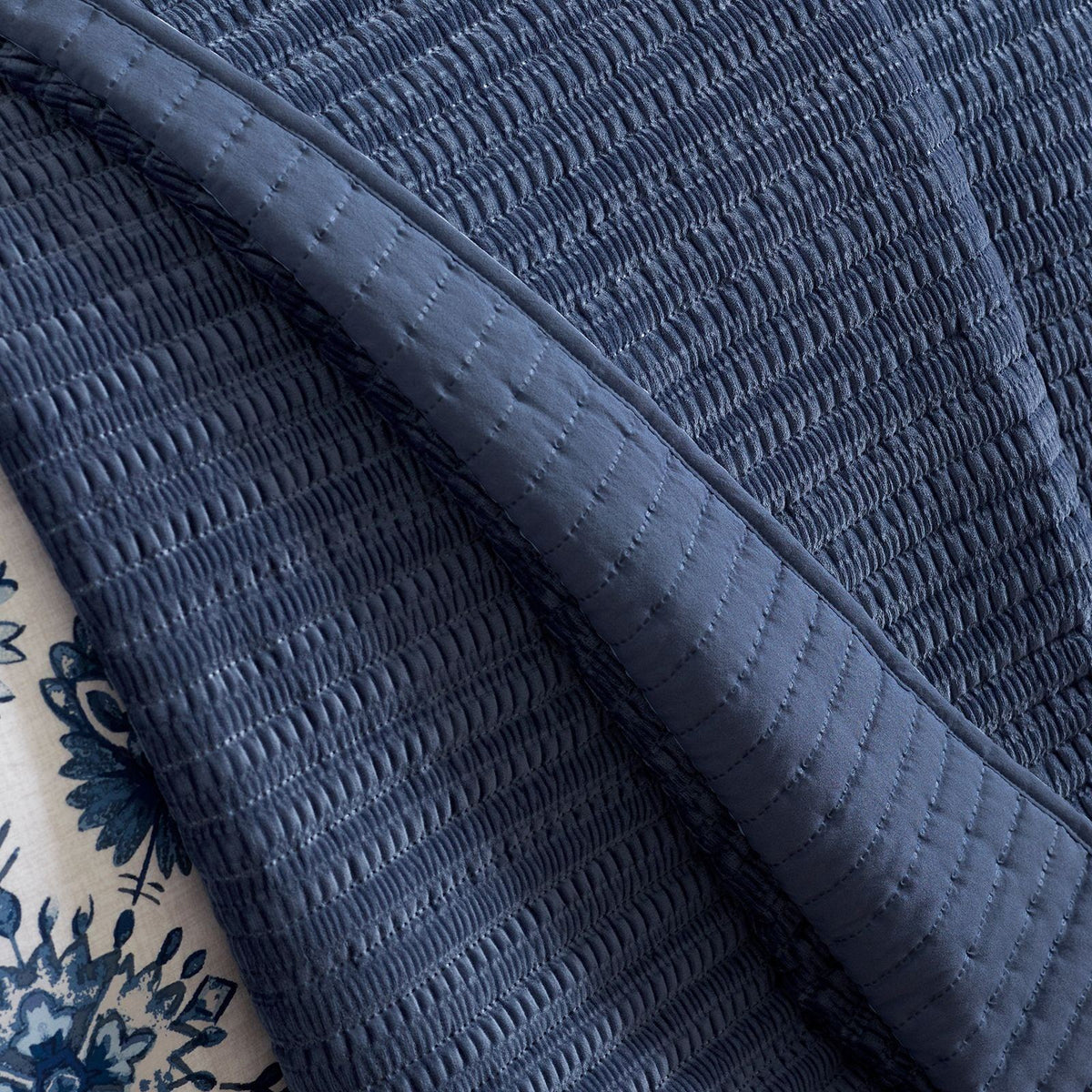 Catherine Lansfield Velvet Pinsonic Navy Blue Bedspread - 220x220cm