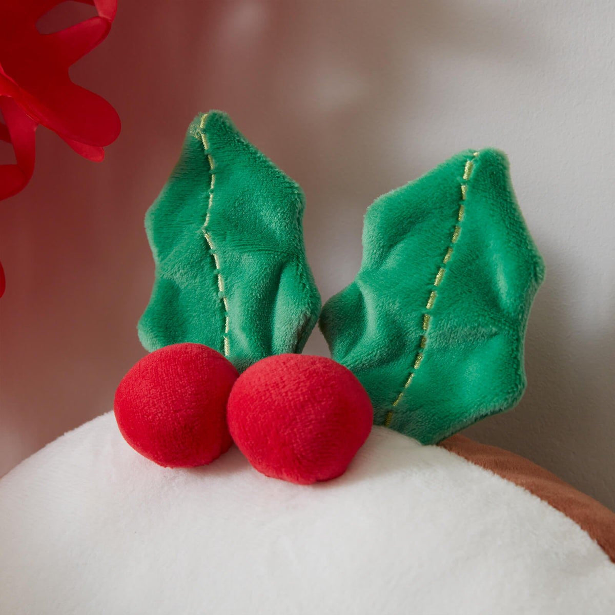 Christmas Pudding 3D Shaped Cushion Brown