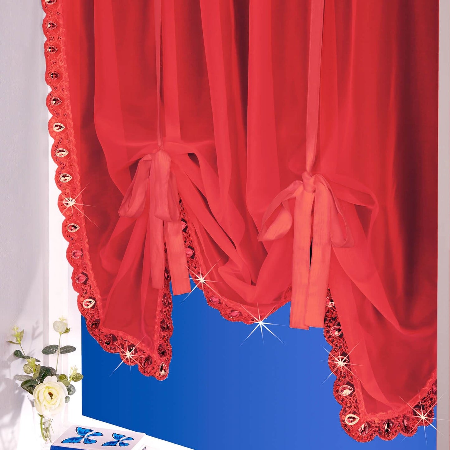 Red Jewelled Trim Blind
