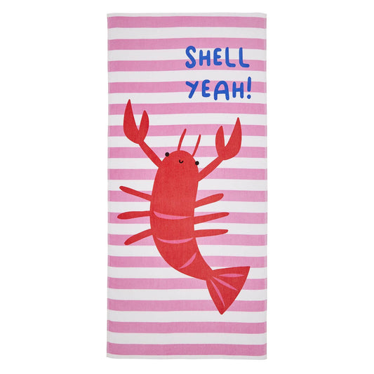 Shell Yeah Pink Beach Towel