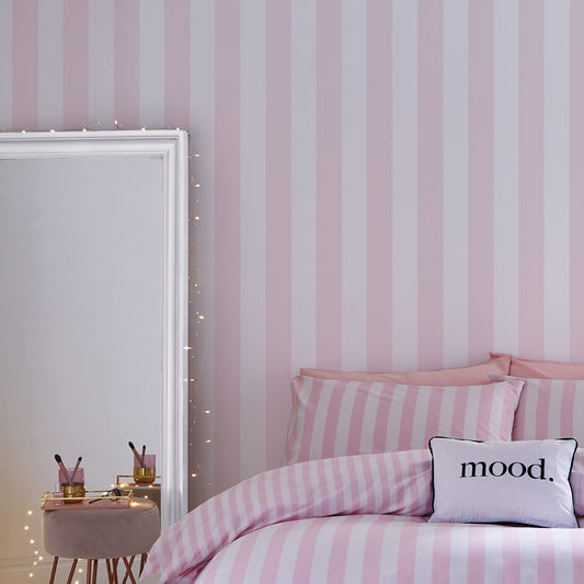 Sassy B Stripe Tease White/Pink Wallpaper