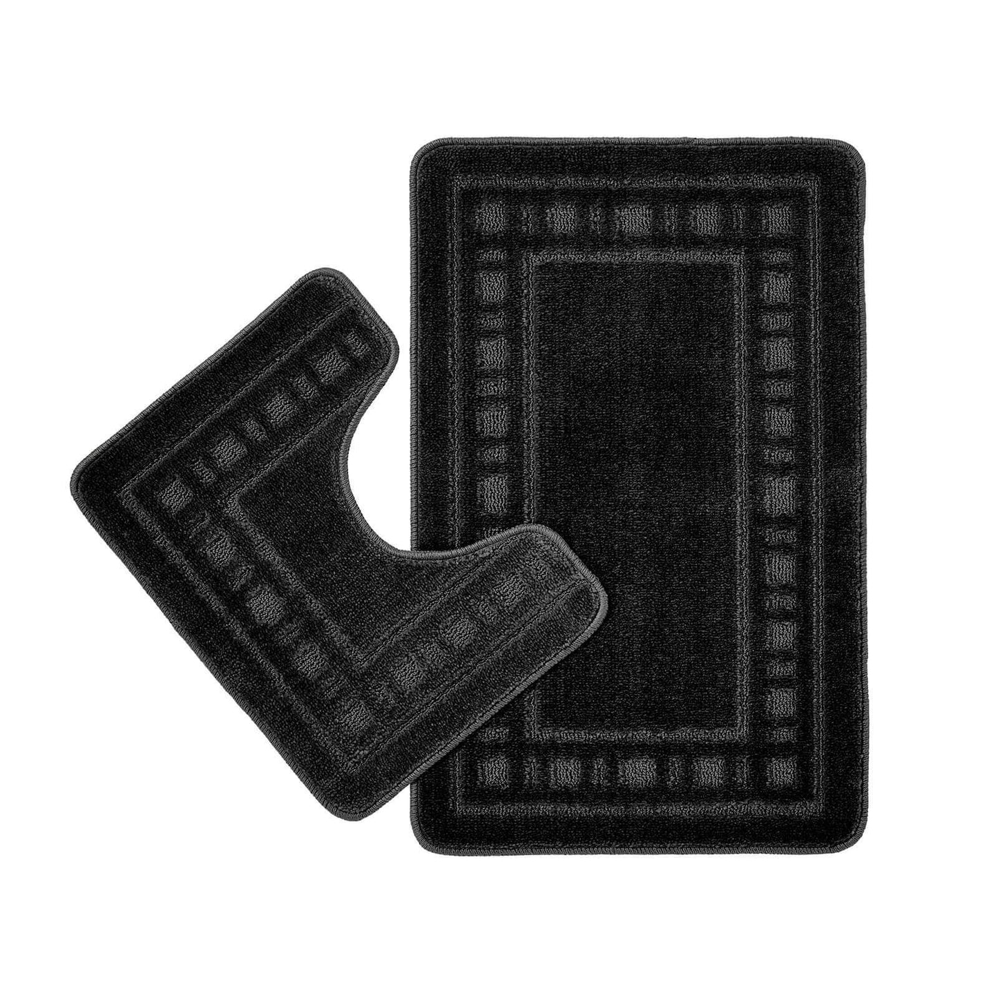 Armoni Bath Mat and Pedestal Mat Set Black