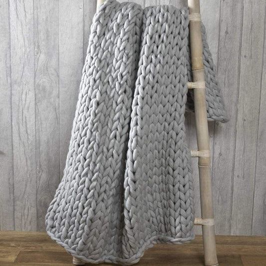 Cable Knit Grey Throw