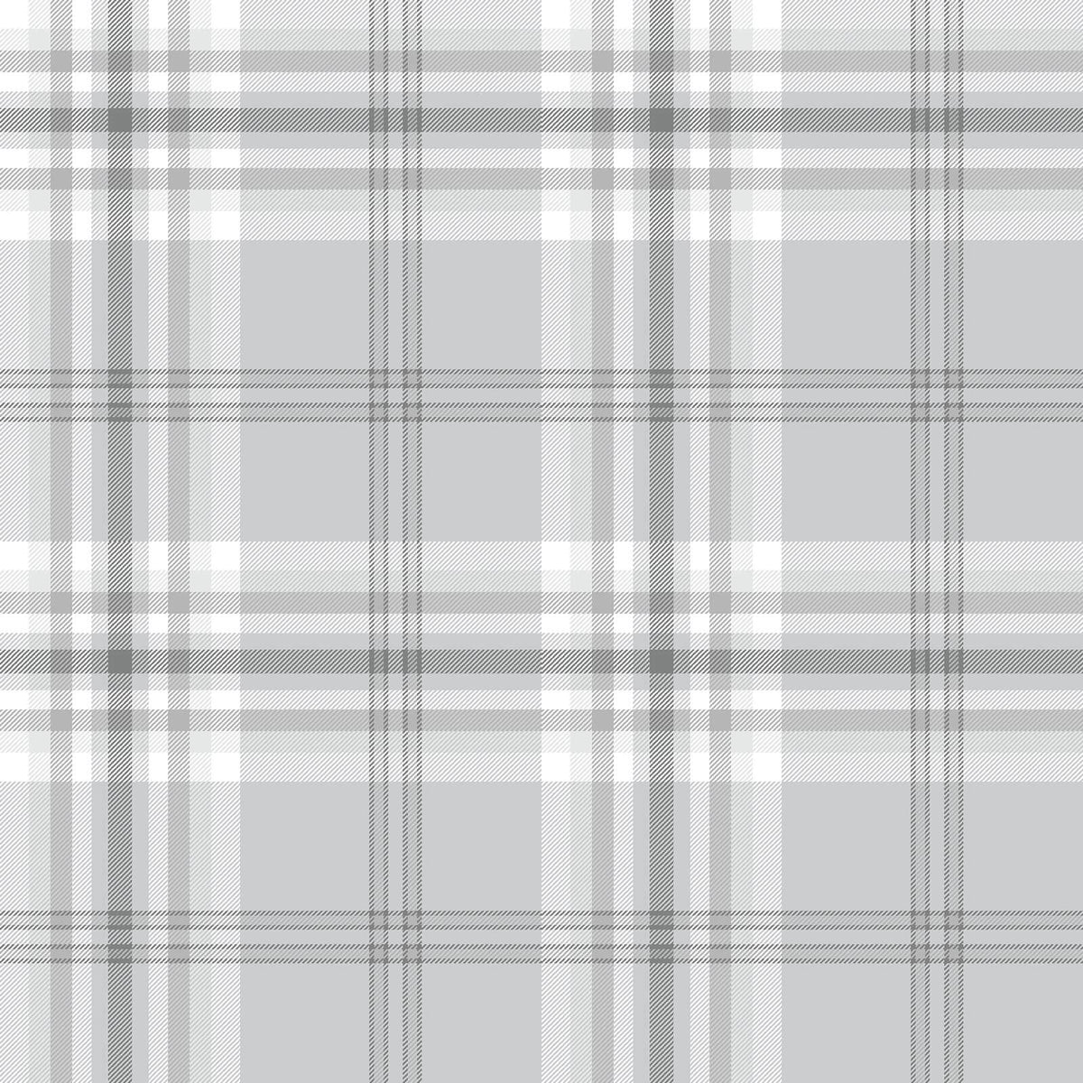 Kelso Check Silver Grey Wallpaper