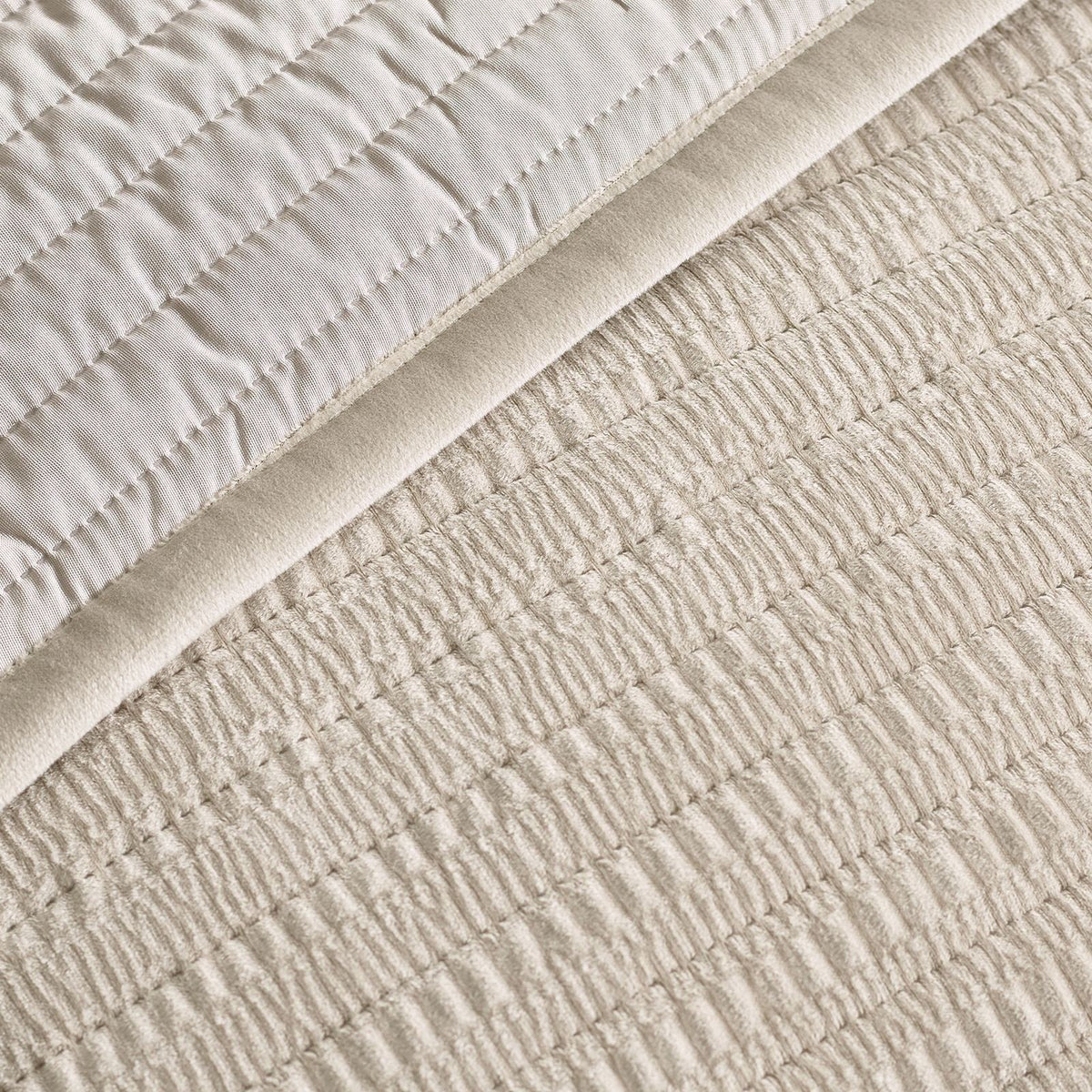 Catherine Lansfield Velvet Pinsonic Natural Bedspread - 220x220cm
