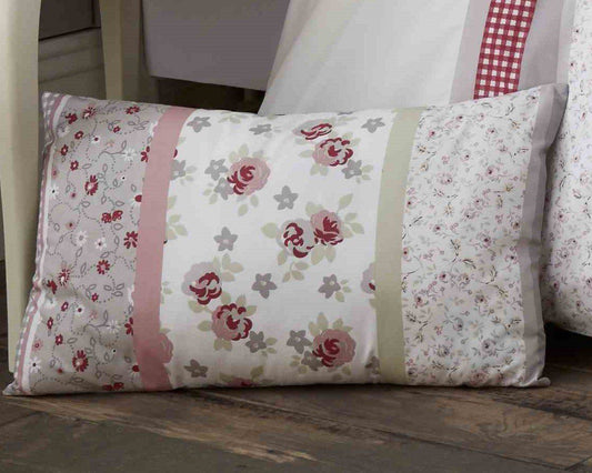 Floral Pink / Grey Boudoir Cushion