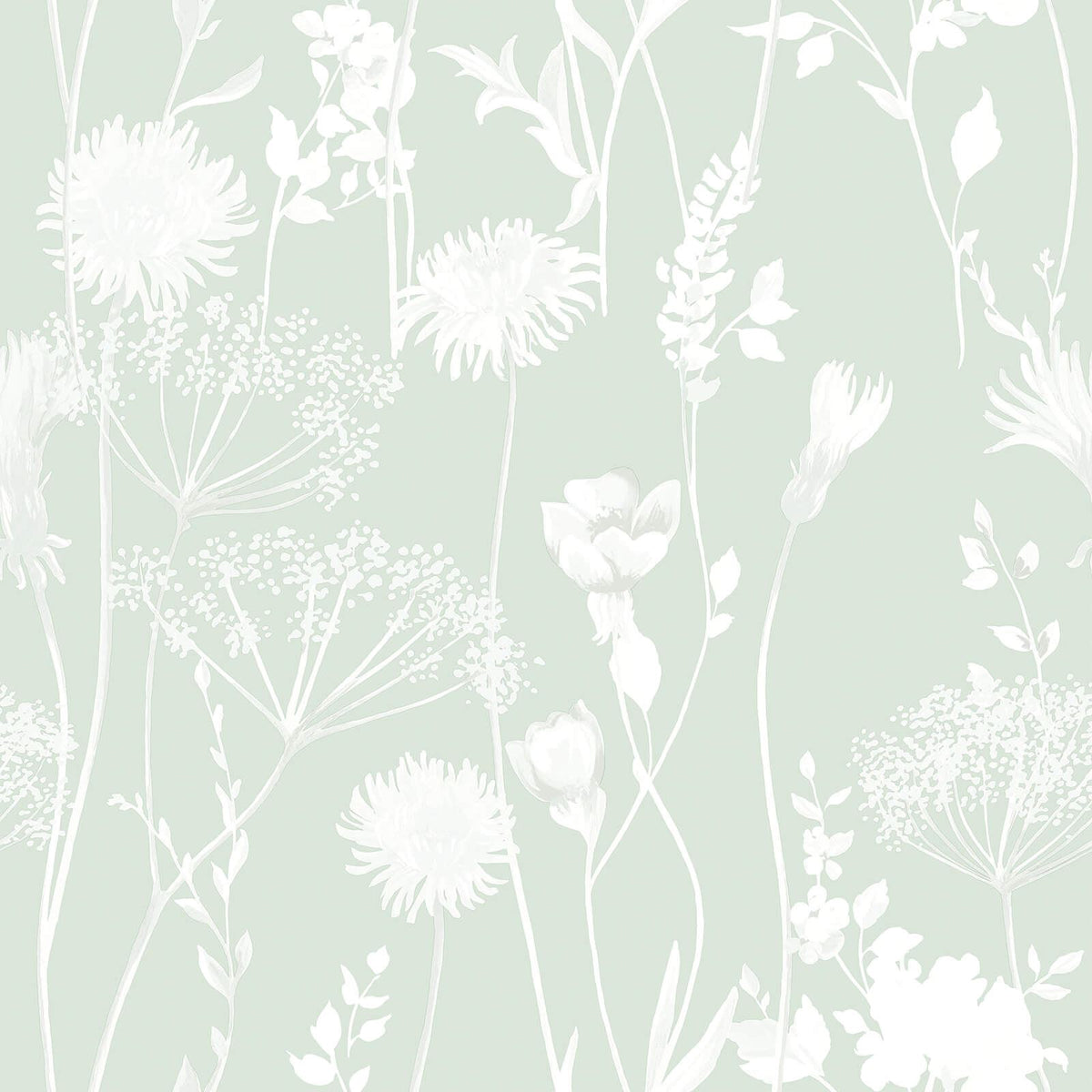 Meadowsweet Green Wallpaper