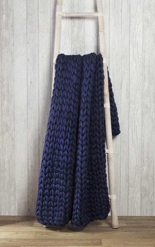 Cable Knit Navy Throw