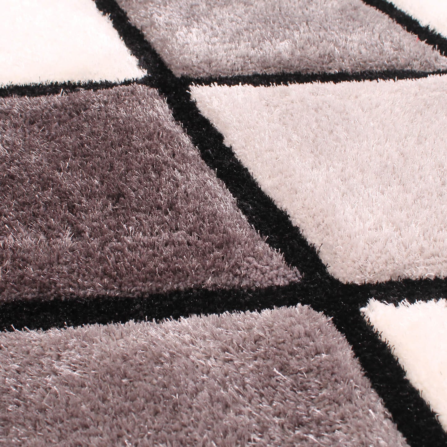 Ultimate Home Living 3D Carved Diamond Grey Rug
