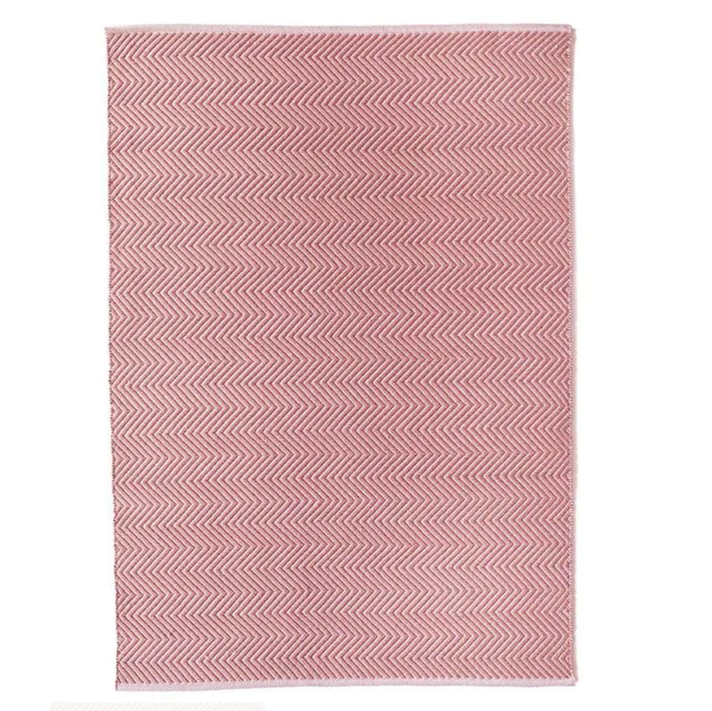 Hug Rug Woven Herringbone Rug Coral Pink Rug