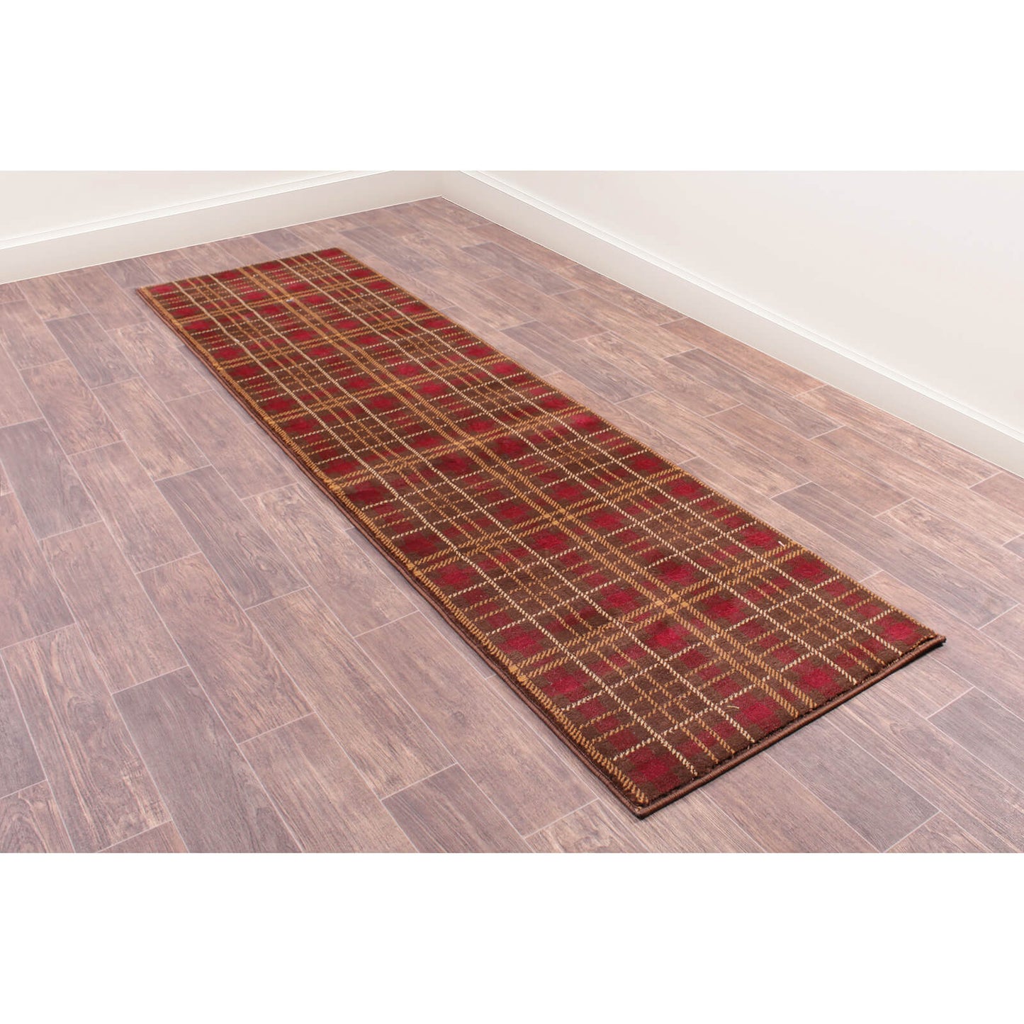 Ultimate Home Living Tartan Check Brown Rug
