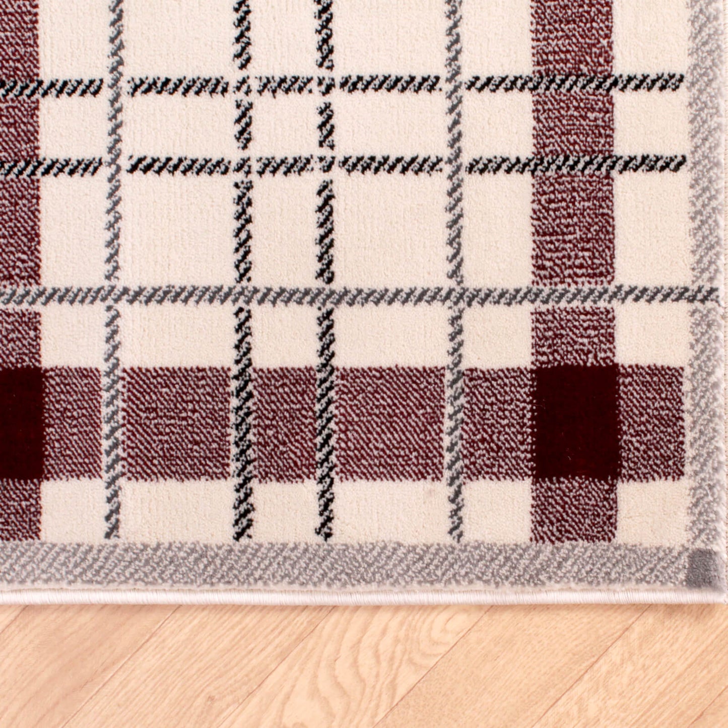 Ultimate Home Living Tartan Check Cream Red Rug