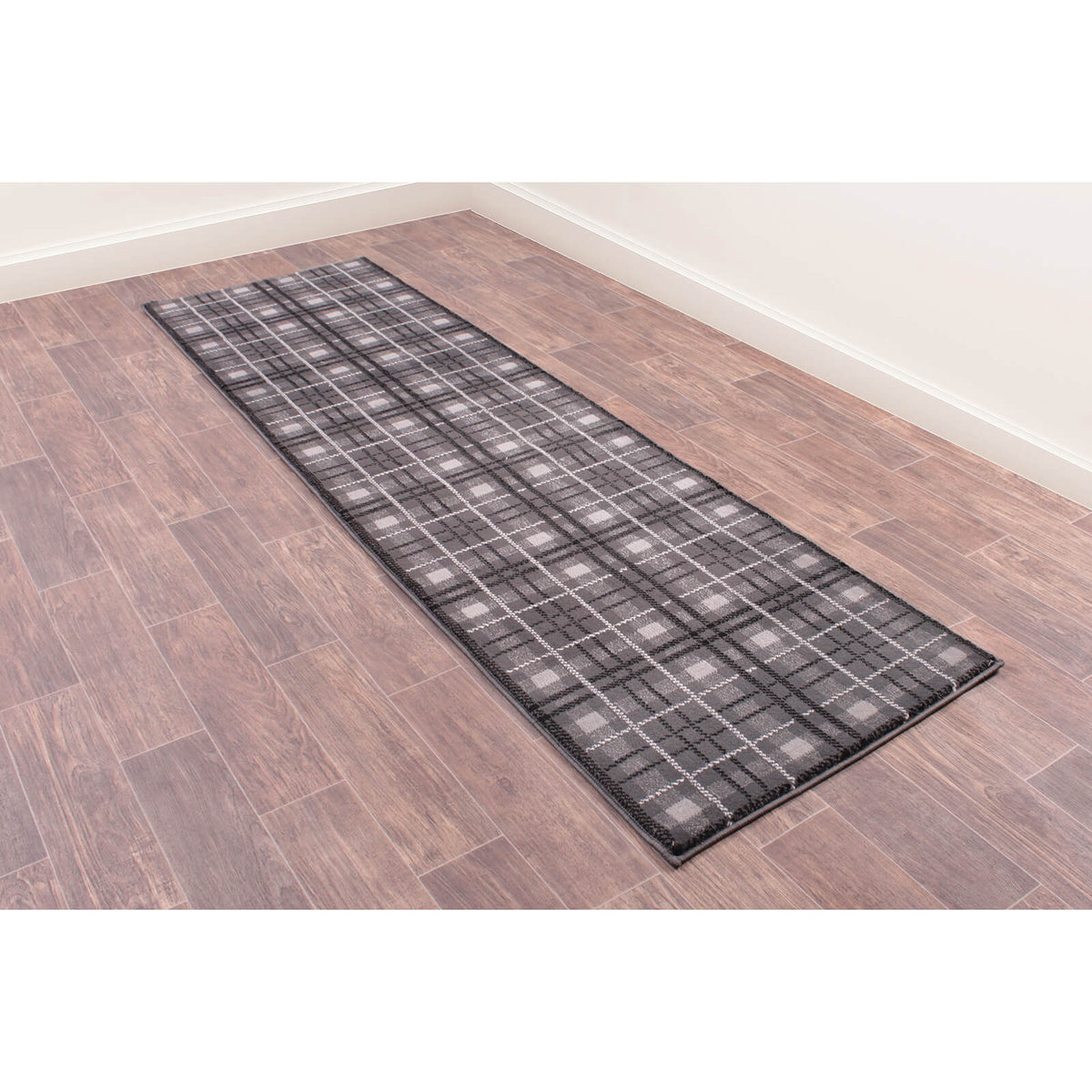 Tartan Check Grey Modern Rugs