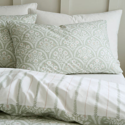 Scallop Floral Green Duvet Cover Set