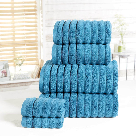 Ribbed Teal Bath Towel