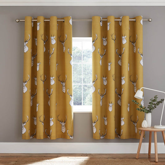 Stag Ochre Eyelet Curtains