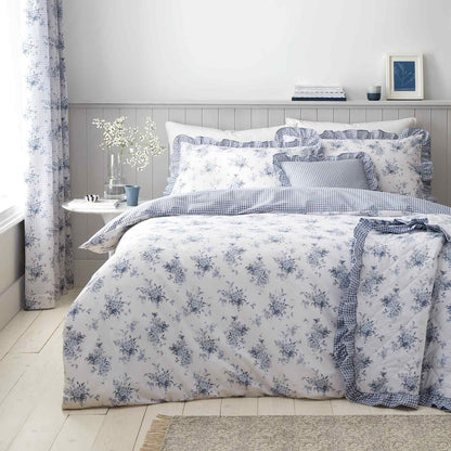 Lucie Floral Frill Blue Duvet Cover Set