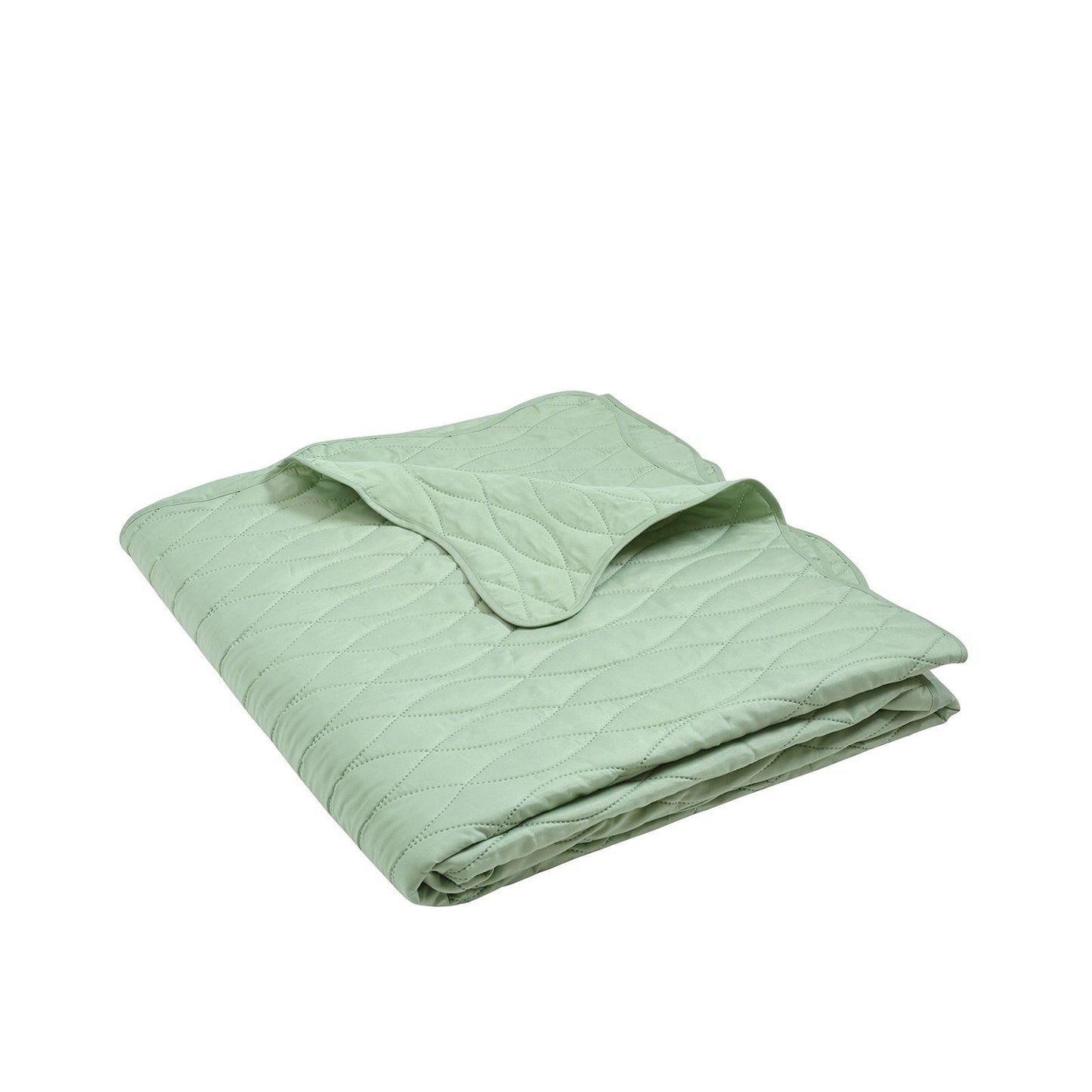 Catherine Lansfield Scallop Waves Green Bedspread - 240x260cm