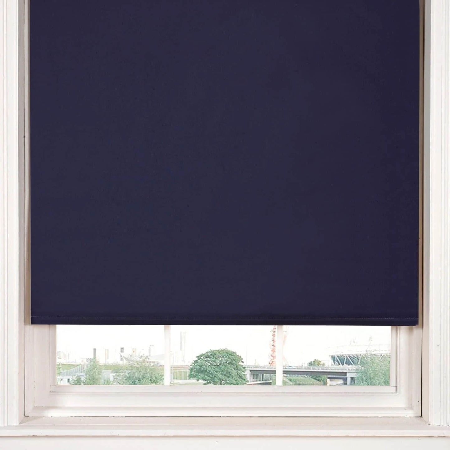 Plain Blackout Diamante Navy Roller Blind