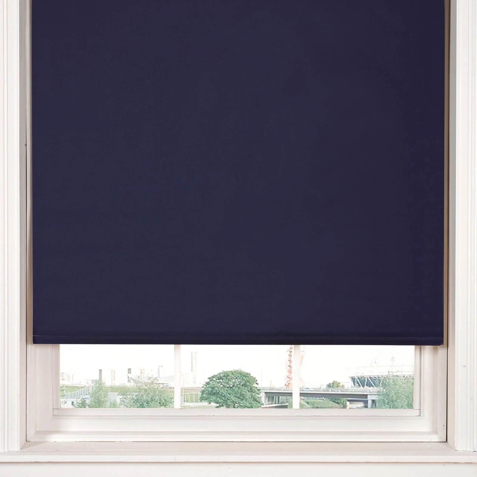 Plain Blackout Diamante Navy Roller Blind