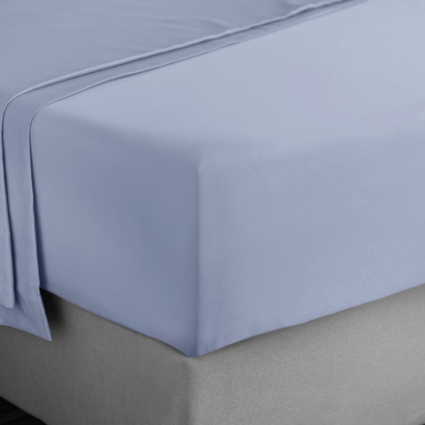 Bianca 400 Thread Count Cotton Sateen Blue Fitted Sheet