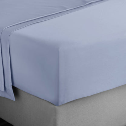 Bianca 400 Thread Count Cotton Sateen Blue Fitted Sheet